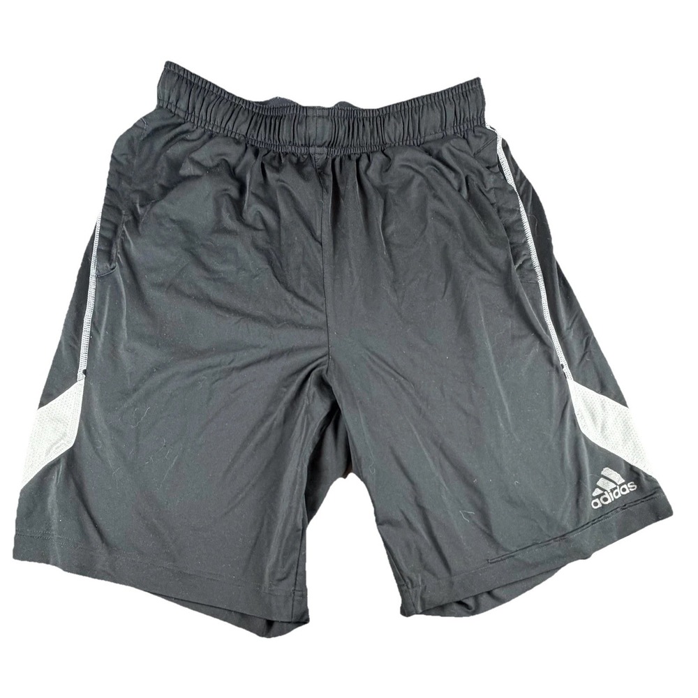 Adidas Shorts Mens Medium Black Climalite Elastic Waist Pockets 9 Inseam